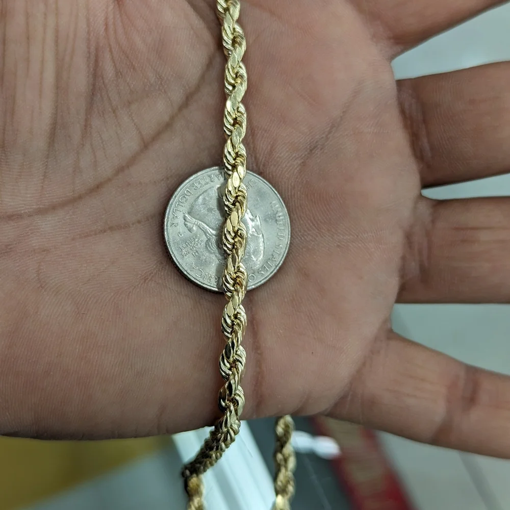 10kt Real Gold Rope Chain 4.8mm 22 inches - Picture 5 of 9